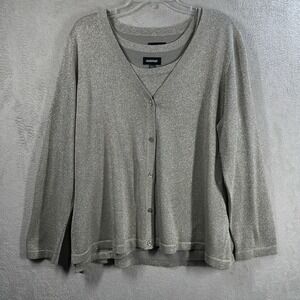 Avenue Two Piece Knit Cardigan Set Sz 22/24 Gold Sparkle Dressy Mature Office